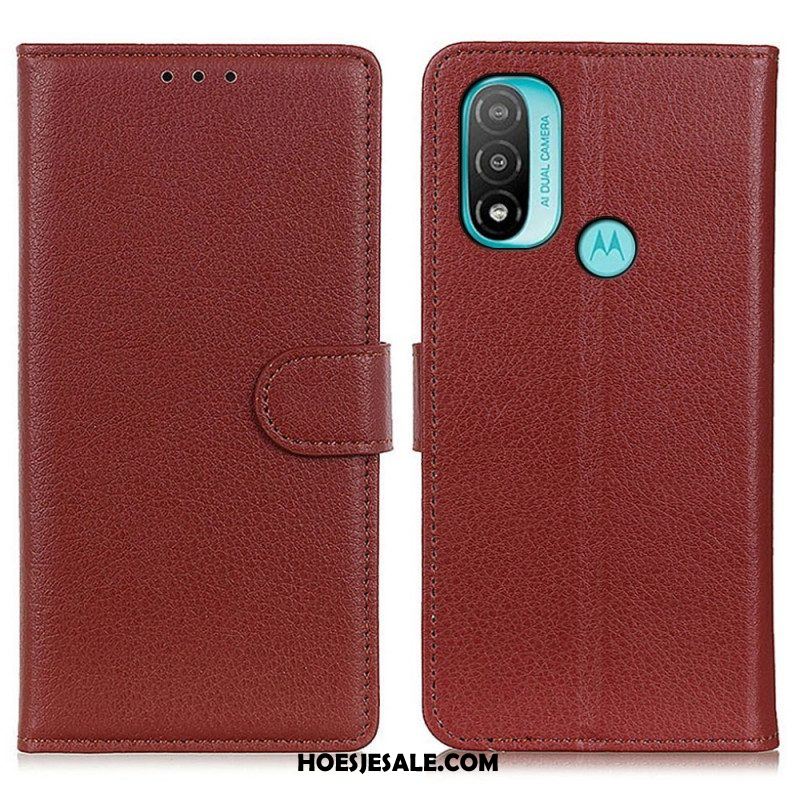 Folio-hoesje voor Moto E40 / E30 / E20 Traditioneel Lychee