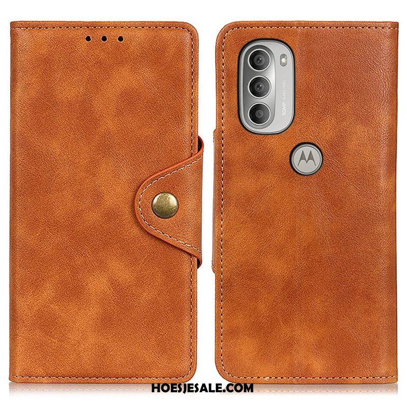 Folio-hoesje voor Moto G51 5G Vintage Kunstleer En Knop