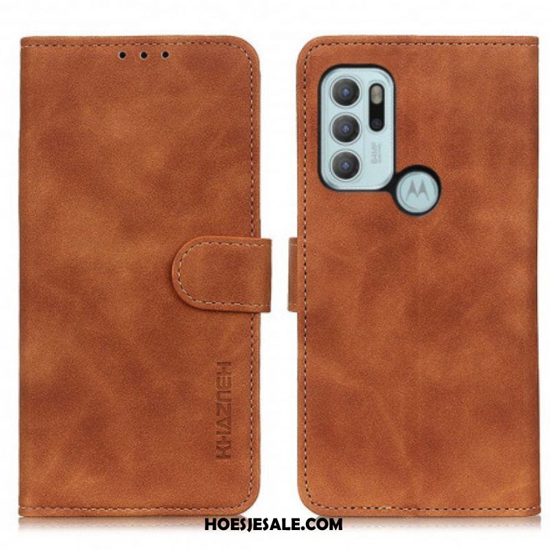 Folio-hoesje voor Moto G60S Khazneh Vintage Leereffect