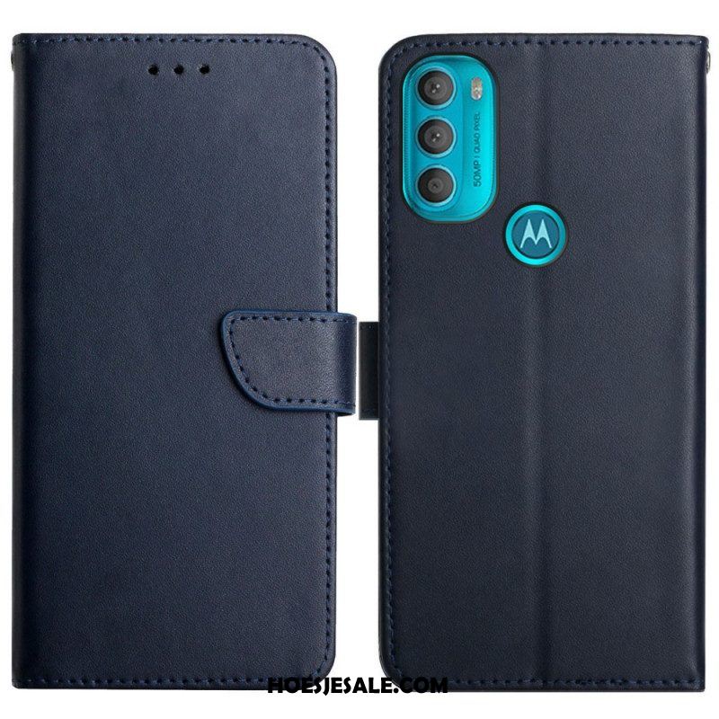 Folio-hoesje voor Moto G71 5G Echt Nappaleer