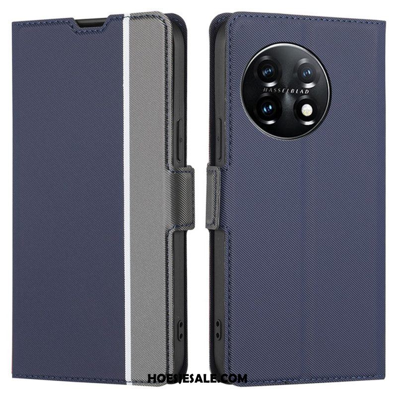 Folio-hoesje voor OnePlus 11 5G Tweekleurige Dubbele Sluiting