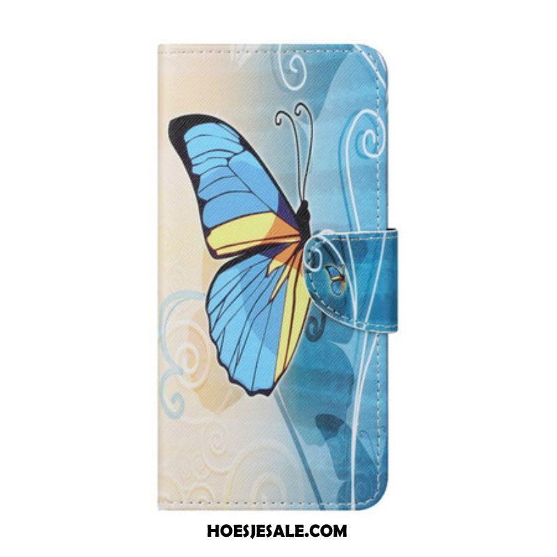 Folio-hoesje voor OnePlus Nord 2 5G Blauwe En Gele Vlinder