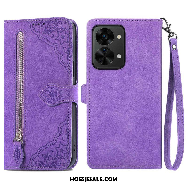 Folio-hoesje voor OnePlus Nord 2T 5G Met Ketting Kaarthouder En Portemonnee Met Lanyard