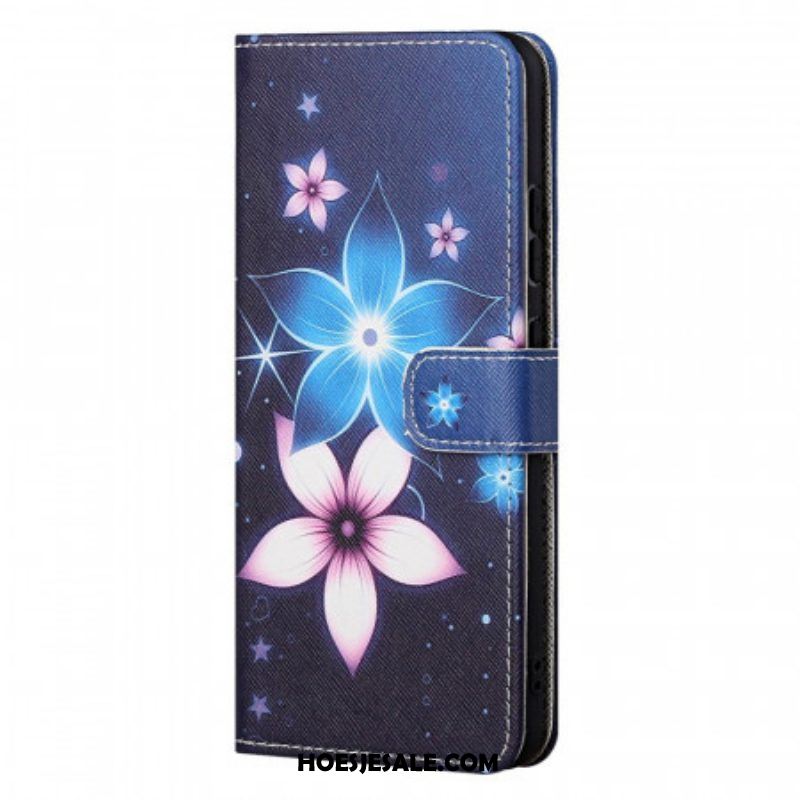 Folio-hoesje voor OnePlus Nord CE 2 5G Blauwe En Roze Bloemen