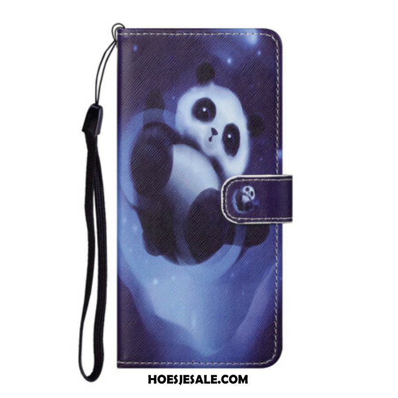 Folio-hoesje voor OnePlus Nord CE 5G Met Ketting Panda Space Met Sleutelkoord