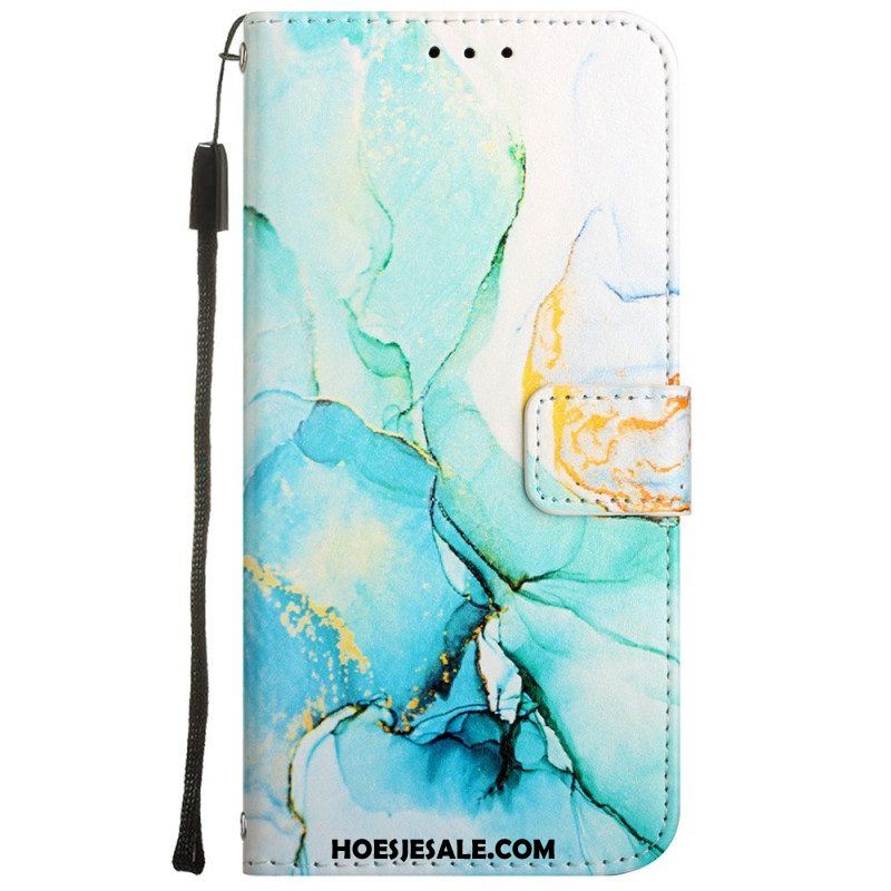 Folio-hoesje voor Oppo A54 5G / A74 5G Marmer Met Lanyard