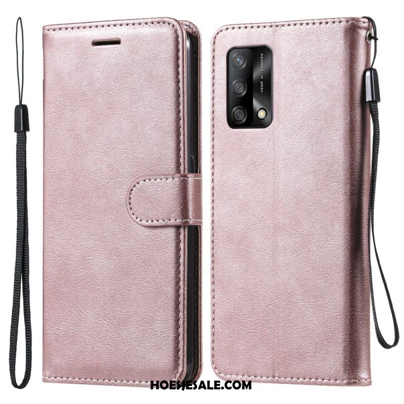 Folio-hoesje voor Oppo A74 4G Met Ketting Strappy Leereffect