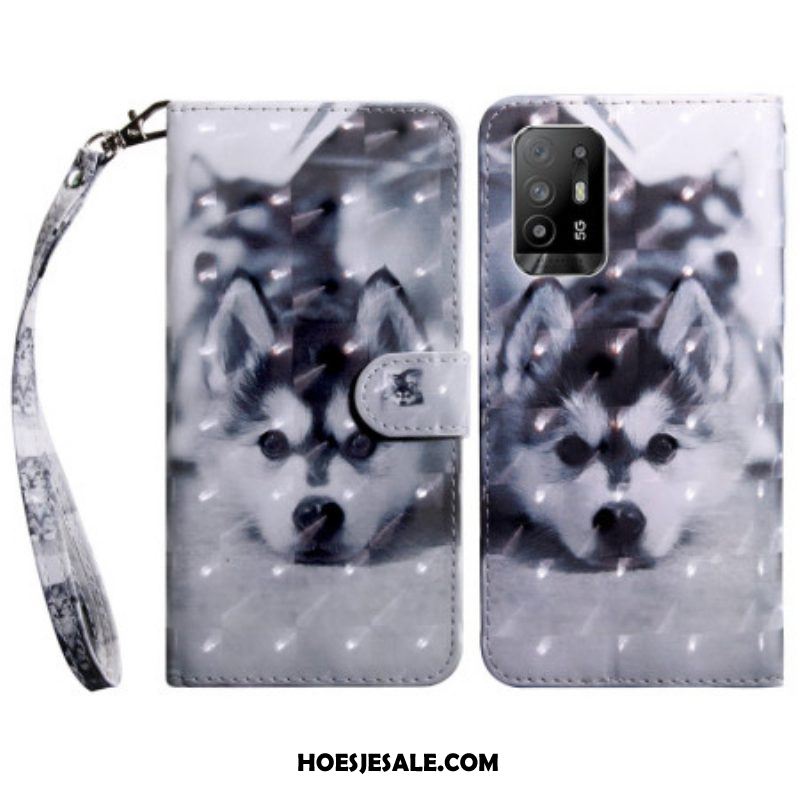 Folio-hoesje voor Oppo A94 5G Husky Hond Met Koord