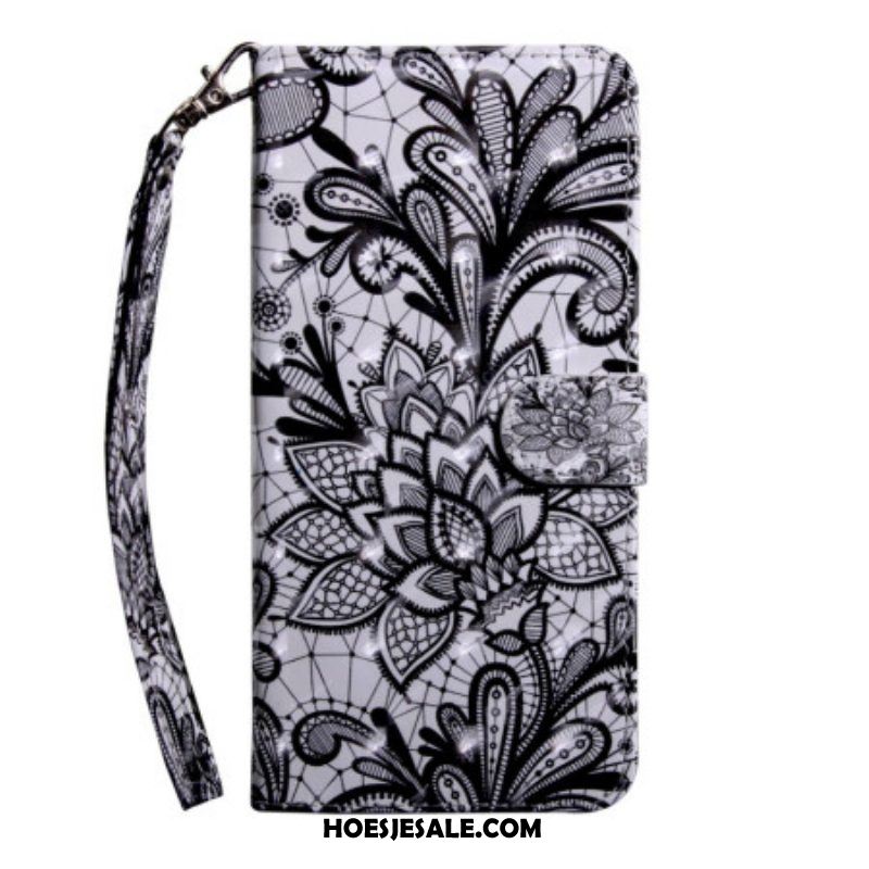 Folio-hoesje voor Oppo A94 5G Kant Bloemen Met Riem