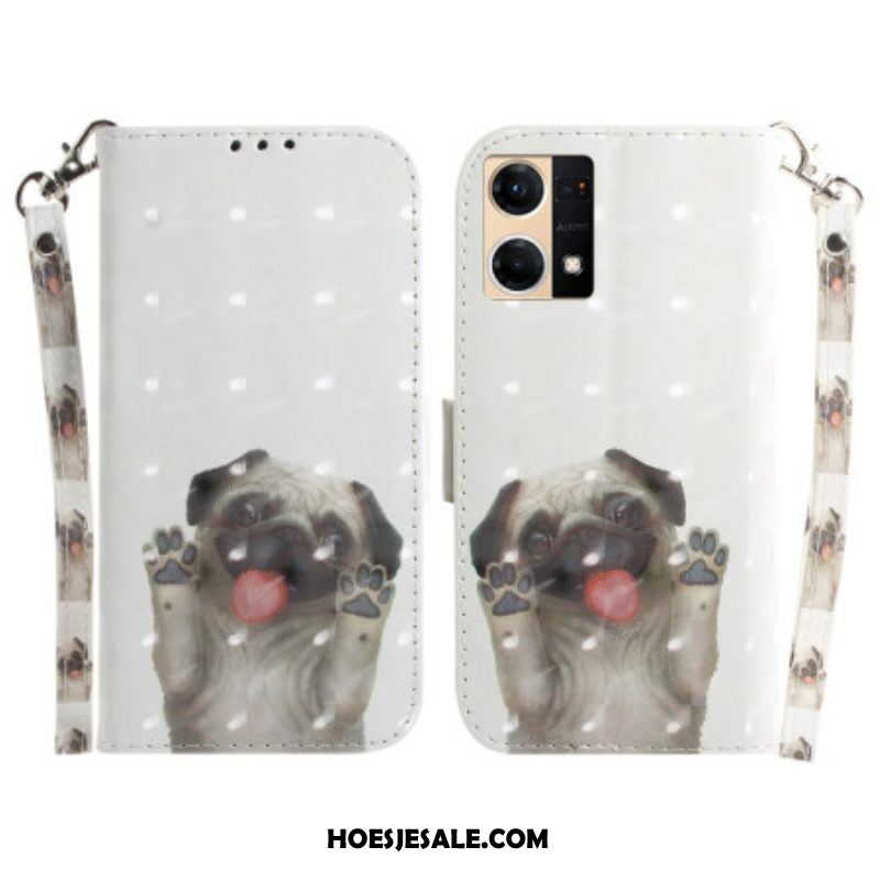 Folio-hoesje voor Oppo Reno 7 Met Ketting String Hond