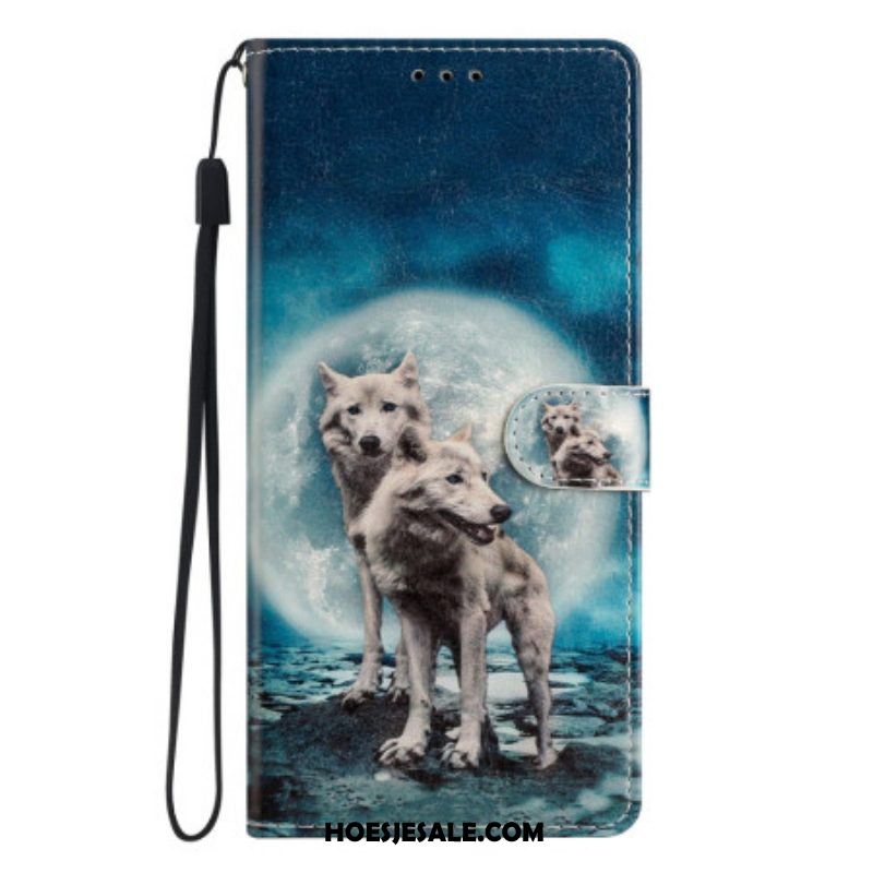 Folio-hoesje voor Oppo Reno 8 Met Ketting Lanyard Wolf