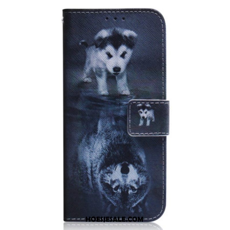 Folio-hoesje voor Oppo Reno 8 Met Ketting Strappy Puppy-droom