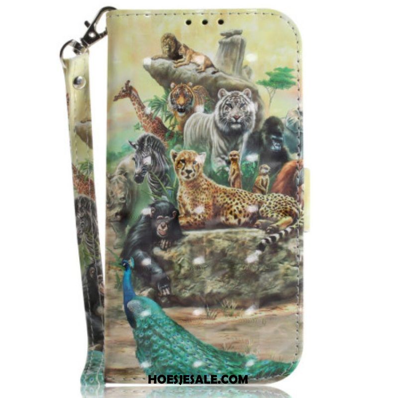 Folio-hoesje voor Oppo Reno 8 Safari Dieren Met Lanyard