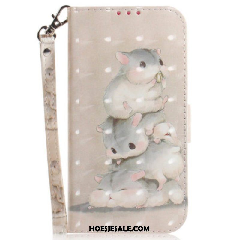 Folio-hoesje voor Samsung Galaxy A14 / A14 5G Met Ketting String Hamsters