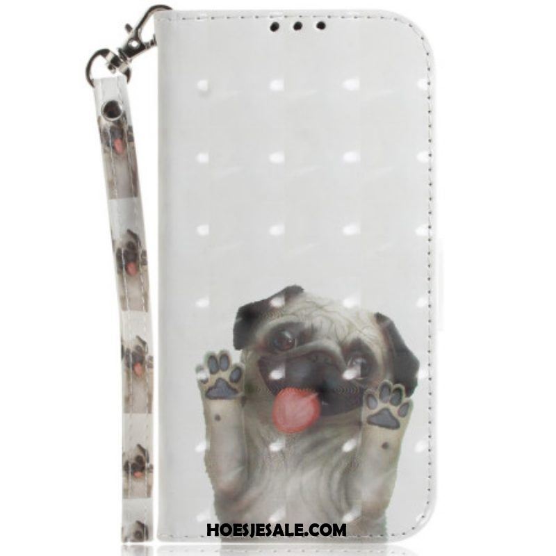 Folio-hoesje voor Samsung Galaxy A14 / A14 5G Met Ketting String Hond