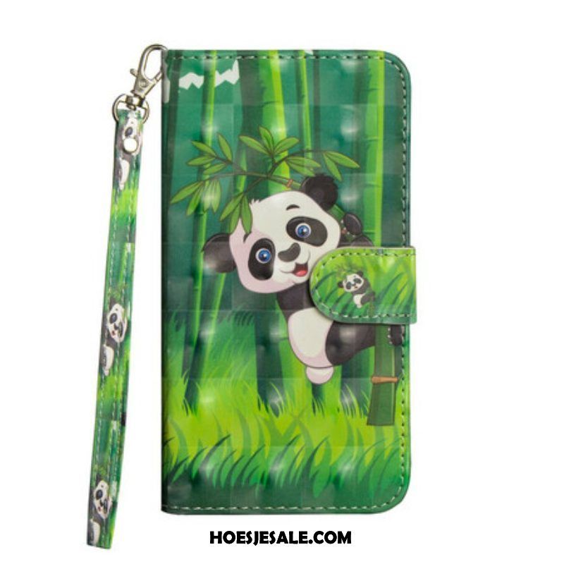 Folio-hoesje voor Samsung Galaxy A42 5G Panda En Bamboe