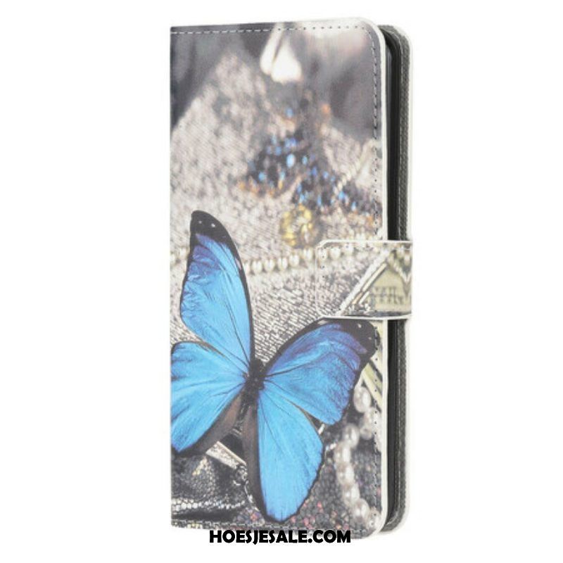 Folio-hoesje voor Samsung Galaxy A52 4G / A52 5G / A52s 5G Blauwe Vlinder