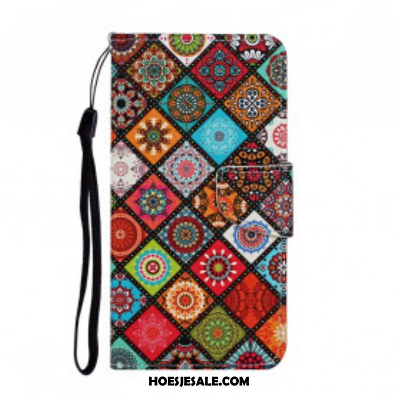 Folio-hoesje voor Samsung Galaxy A52 4G / A52 5G / A52s 5G Lappendeken Mandala's Met Lanyard