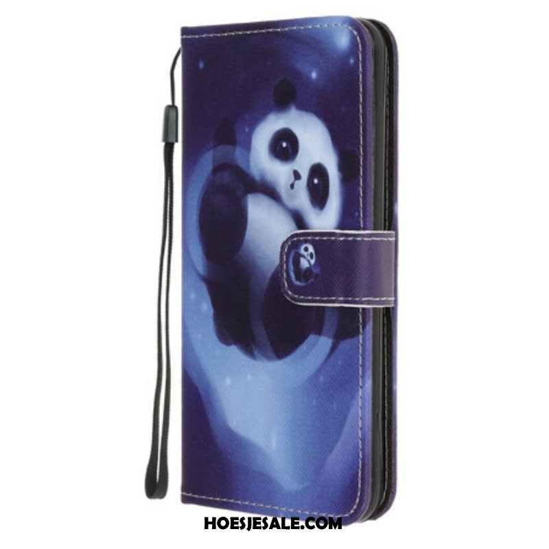 Folio-hoesje voor Samsung Galaxy A52 4G / A52 5G / A52s 5G Met Ketting Panda Space Met Sleutelkoord