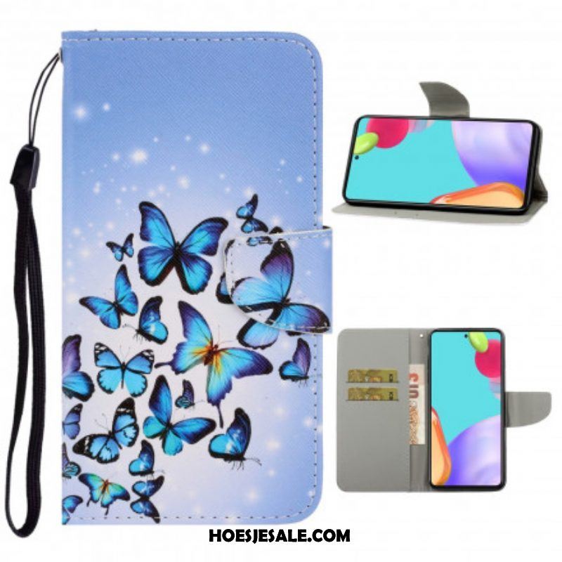 Folio-hoesje voor Samsung Galaxy A52 4G / A52 5G / A52s 5G Met Ketting Vlinderbandvariaties