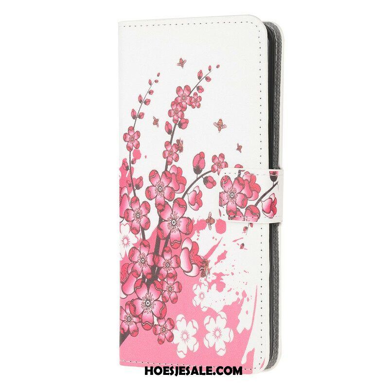 Folio-hoesje voor Samsung Galaxy A52 4G / A52 5G / A52s 5G Tropische Bloemen