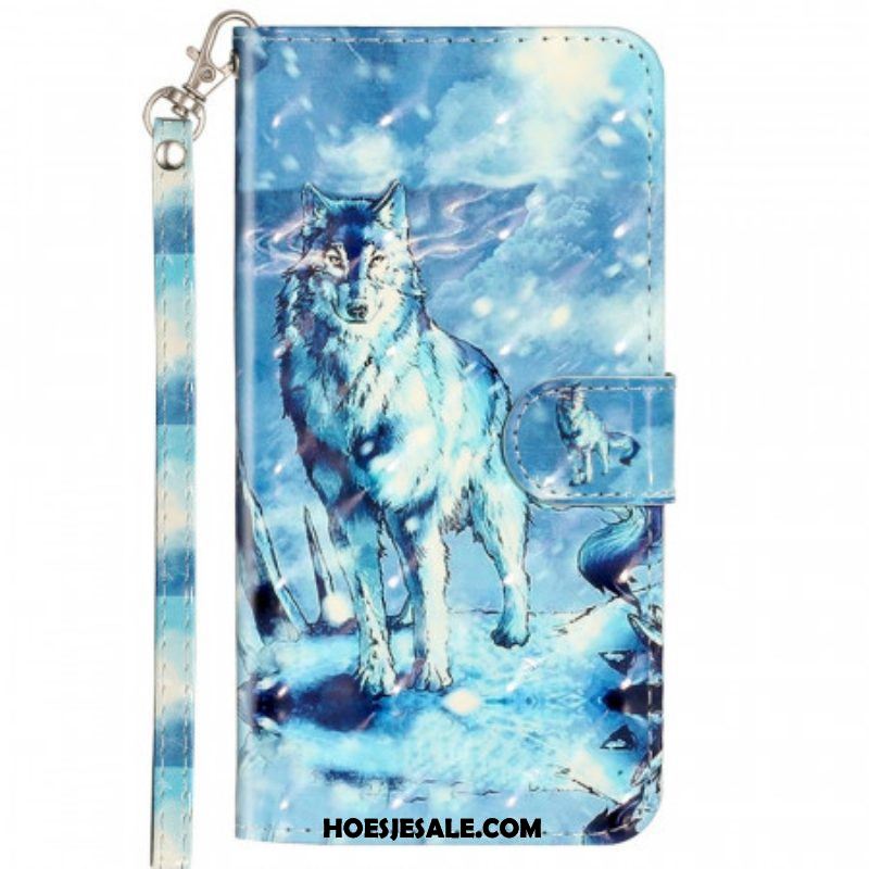 Folio-hoesje voor Samsung Galaxy A53 5G Met Ketting Lanyard Wolf