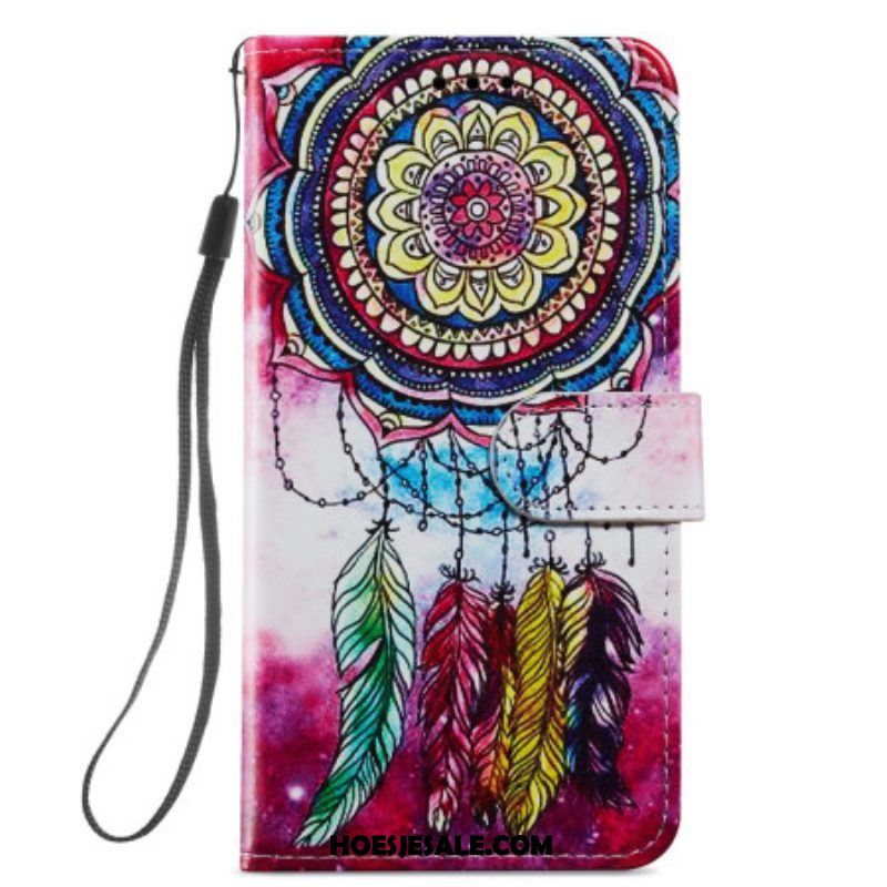 Folio-hoesje voor Samsung Galaxy A54 5G Met Ketting Aquarel Dromenvanger Met Riem