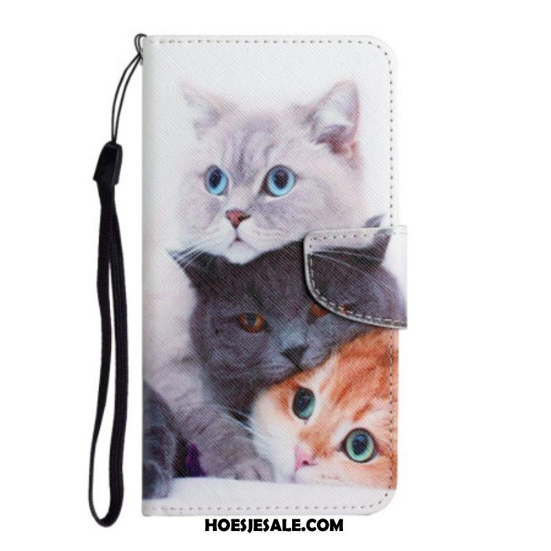 Folio-hoesje voor Samsung Galaxy A54 5G Tales Of Cats Met Lanyard