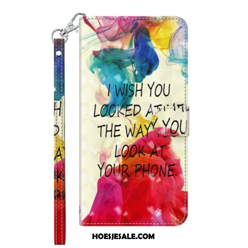 Folio-hoesje voor Samsung Galaxy M12 / A12 Lichtpunt I Wish Met Lanyard