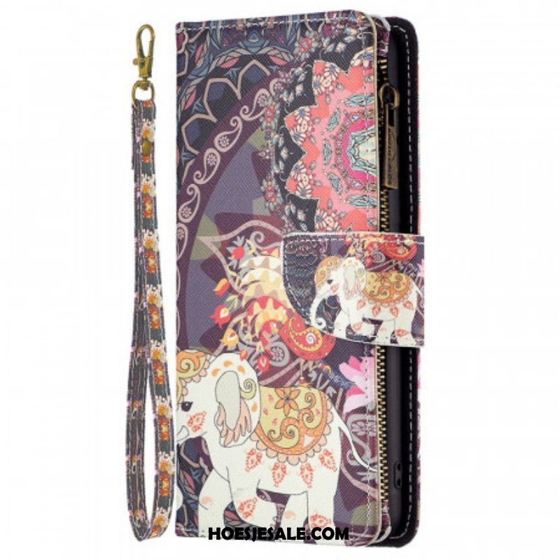 Folio-hoesje voor Samsung Galaxy M23 5G Olifant Portemonnee En Lanyard