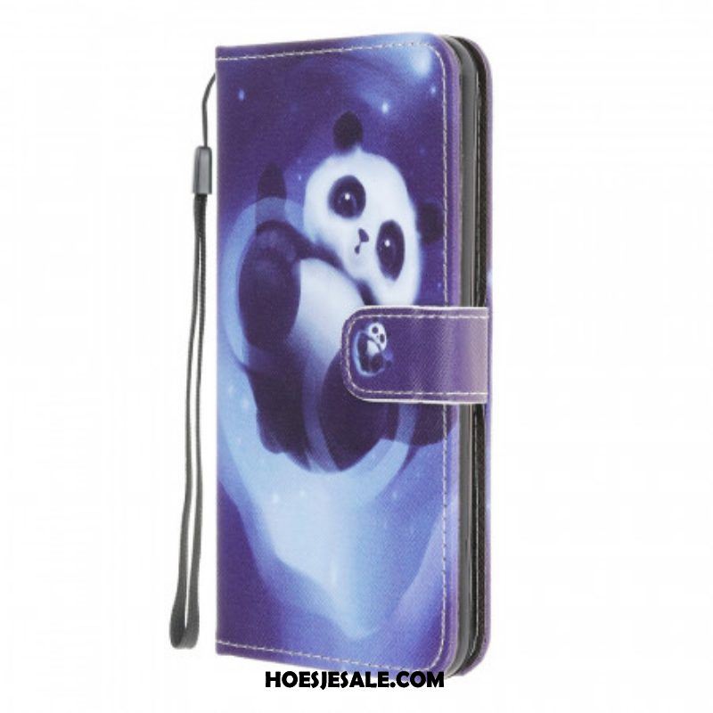 Folio-hoesje voor Samsung Galaxy M32 Met Ketting Panda Space Met Sleutelkoord