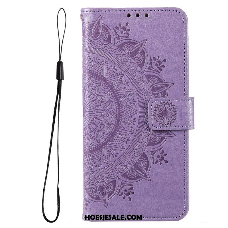 Folio-hoesje voor Samsung Galaxy M33 5G Met Ketting Strappy Zon Mandala