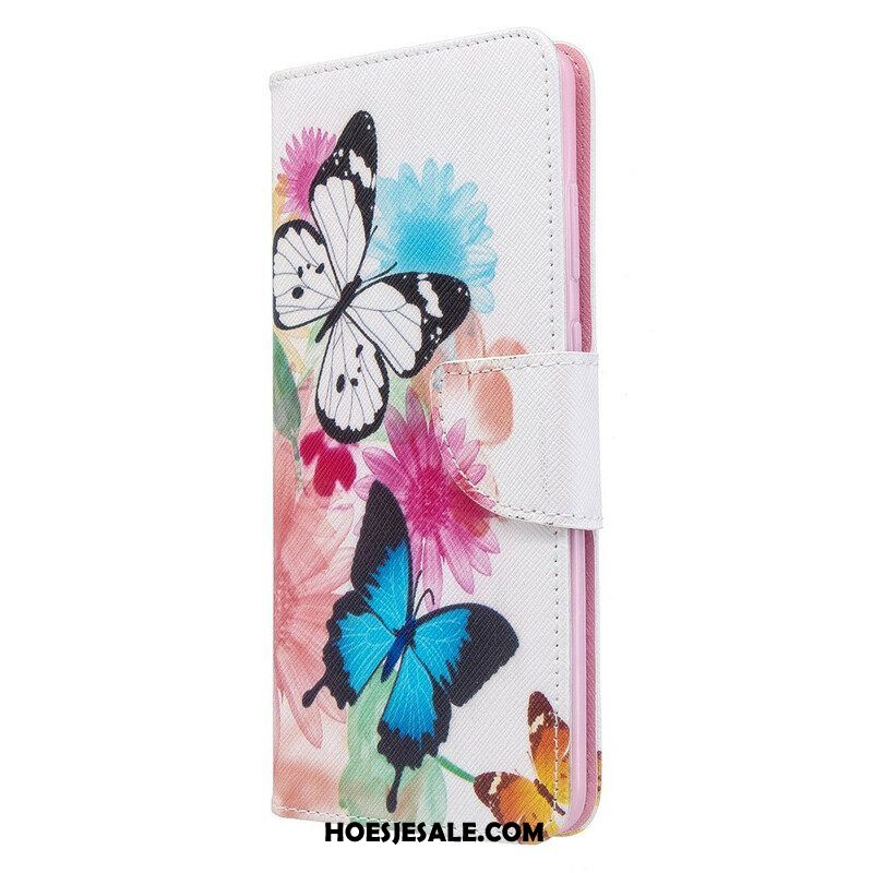 Folio-hoesje voor Samsung Galaxy S20 Plus / S20 Plus 5G Geschilderde Vlinders En Bloemen