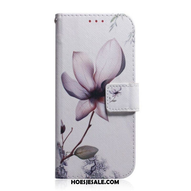 Folio-hoesje voor Samsung Galaxy S21 5G Bloem Stoffig Roze