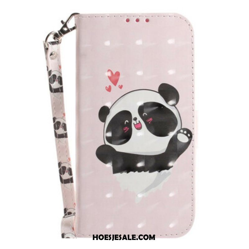 Folio-hoesje voor Samsung Galaxy S21 FE Met Ketting Panda Love Met Sleutelkoord