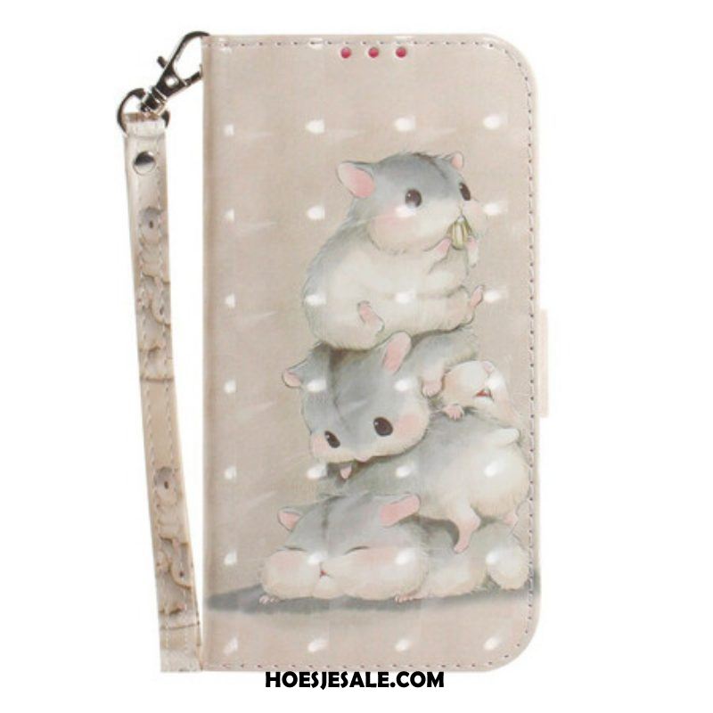 Folio-hoesje voor Samsung Galaxy S21 FE Met Ketting String Hamsters