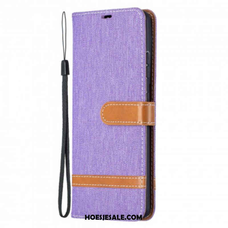 Folio-hoesje voor Samsung Galaxy S21 Ultra 5G Met Ketting Band Van Stof En Leereffect