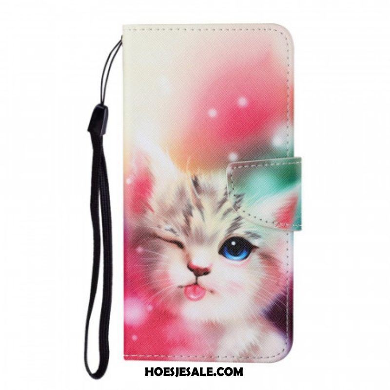 Folio-hoesje voor Samsung Galaxy S22 Plus 5G Koninklijke Kat Met Lanyard