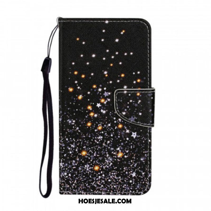 Folio-hoesje voor Samsung Galaxy S22 Plus 5G Sterren En Pailletten Met Lanyard