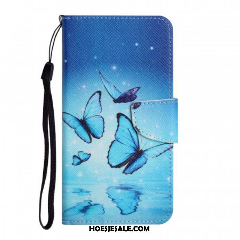 Folio-hoesje voor Samsung Galaxy S22 Ultra 5G Blauwe Vlinders