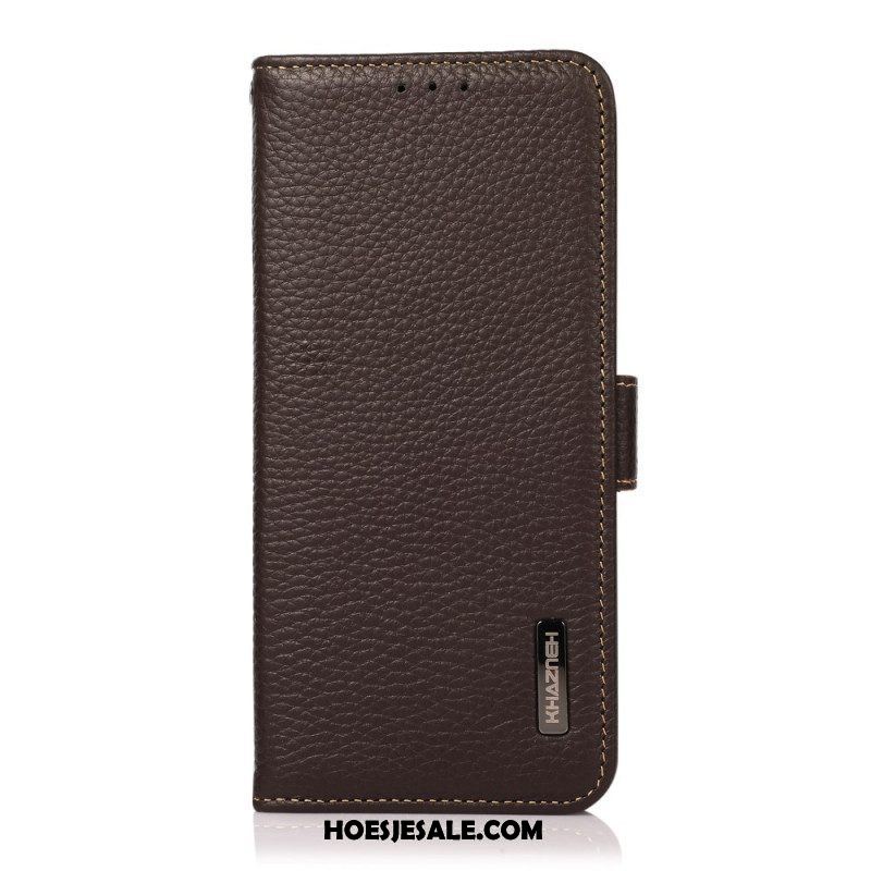 Folio-hoesje voor Samsung Galaxy S22 Ultra 5G Lychee Leer Khazneh Rfid