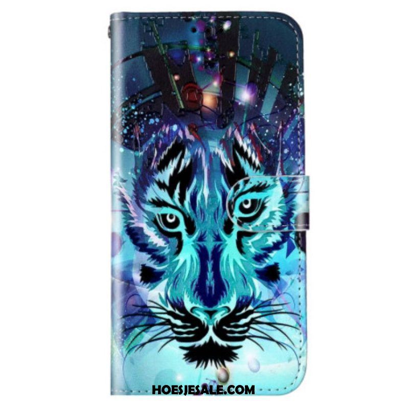 Folio-hoesje voor Samsung Galaxy S23 5G De Tijger Met Lanyard