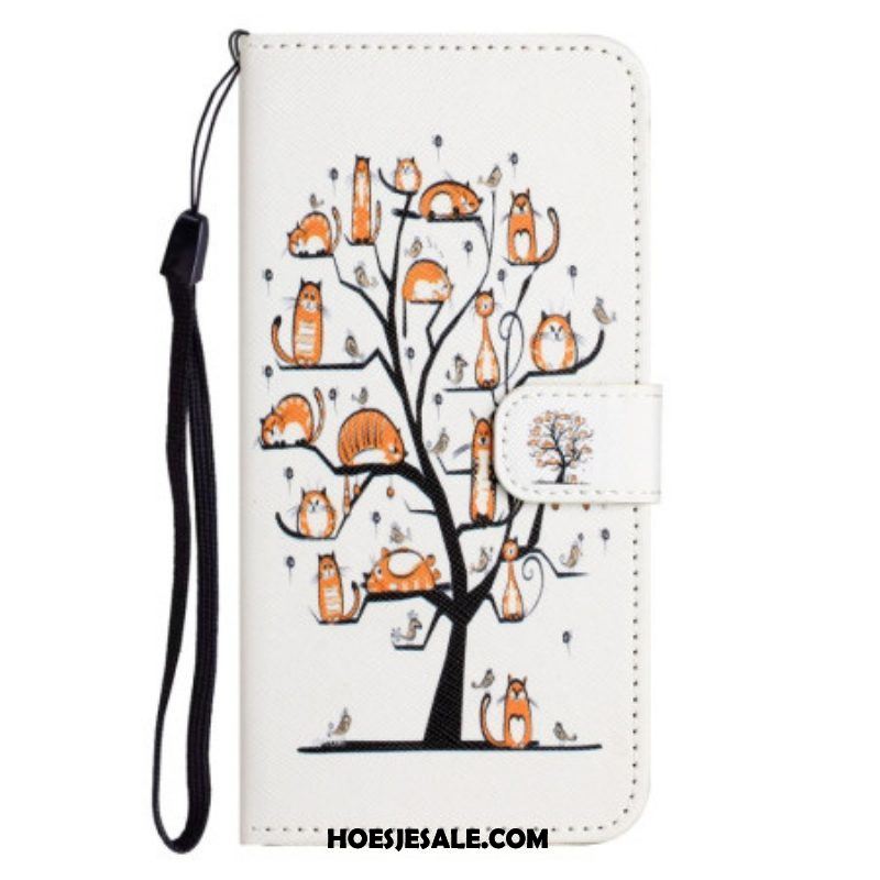 Folio-hoesje voor Samsung Galaxy S23 5G Met Ketting Katten In De String Tree