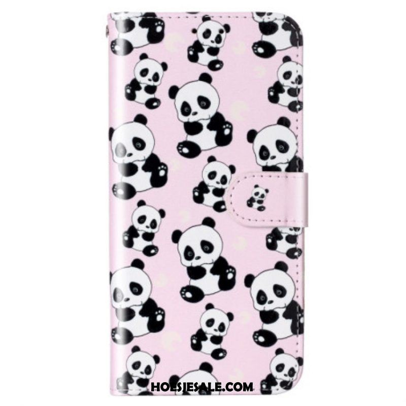 Folio-hoesje voor Samsung Galaxy S23 5G Met Ketting Panda's Met Bandjes