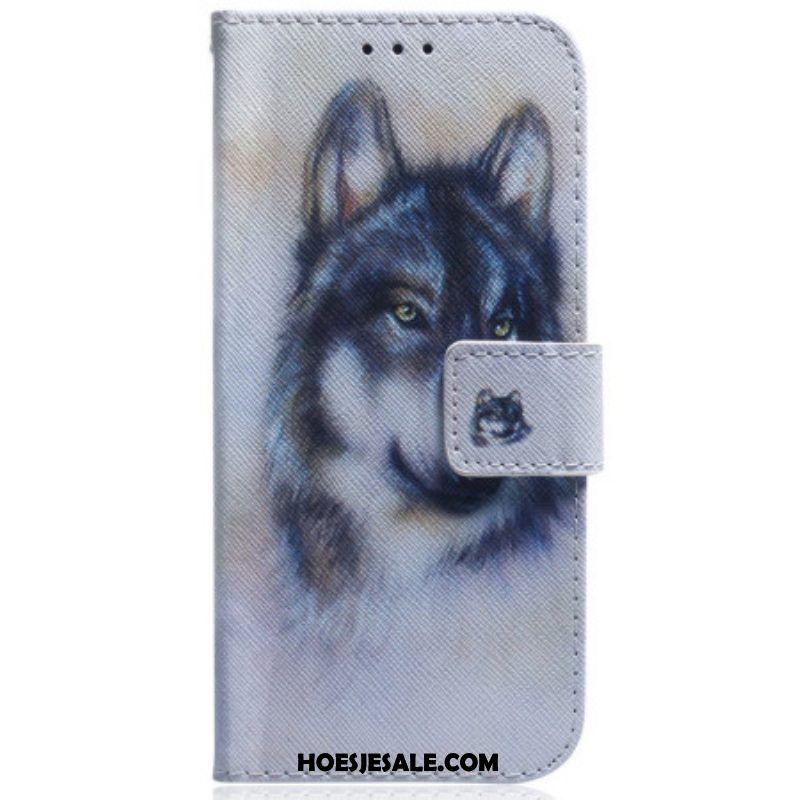 Folio-hoesje voor Samsung Galaxy S23 Ultra 5G Aquarel Wolf