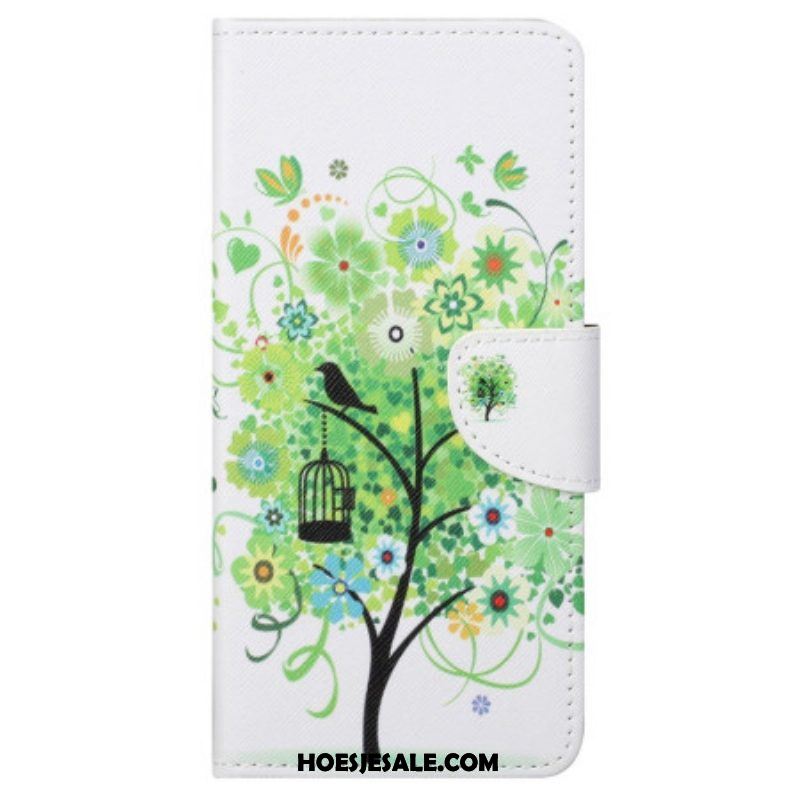 Folio-hoesje voor Samsung Galaxy S23 Ultra 5G Boom Met Groen Blad