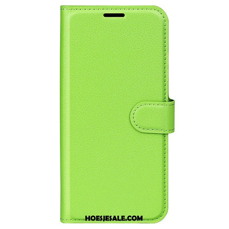 Folio-hoesje voor Samsung Galaxy S23 Ultra 5G Klassiek Litchi-leereffect