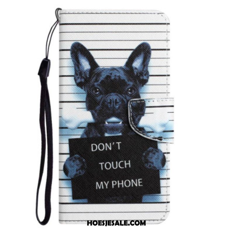 Folio-hoesje voor Samsung Galaxy S23 Ultra 5G Met Ketting Hond Raakt Mijn Telefoon Niet Aan Met Lanyard