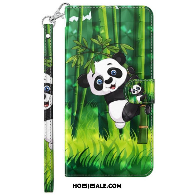 Folio-hoesje voor Sony Xperia 5 IV Met Ketting Bamboe Panda Met Lanyard