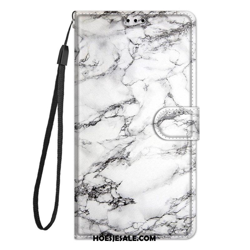 Folio-hoesje voor Xiaomi 12 / 12X Marmer Met Lanyard